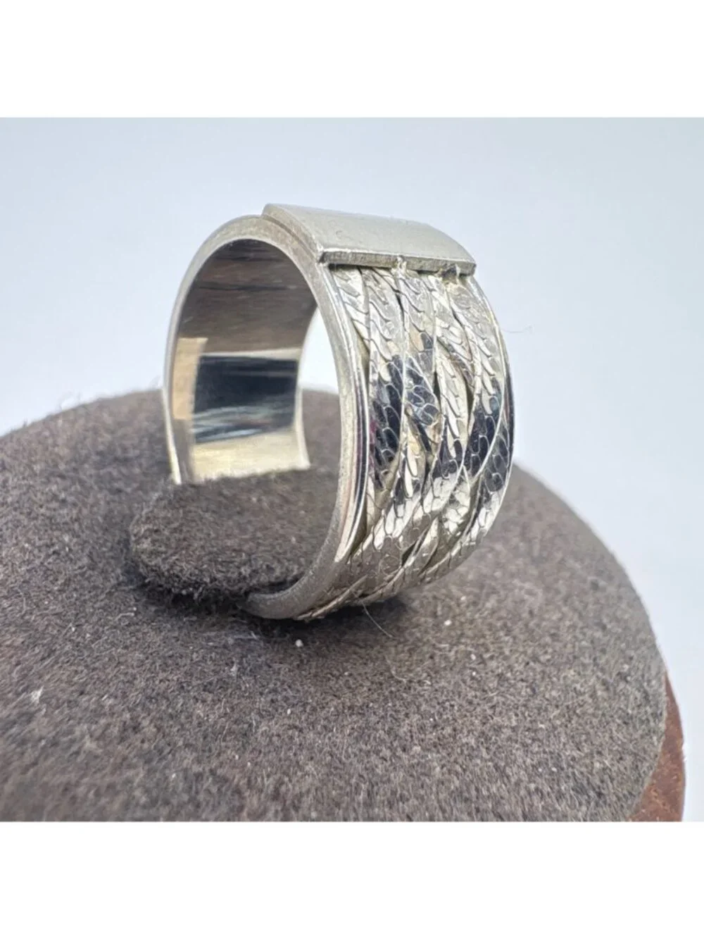 Herringbone Wrap Design Band Sterling Silver 925 Ring Size 5.5